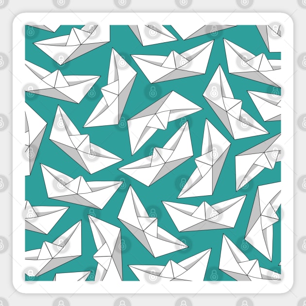 Origami Boat Turquoise Magnet by Sketchbook ni Abi